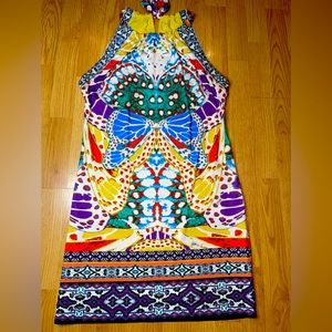 #9 Hale Bob butterfly tie at neck halter dress Size Sm